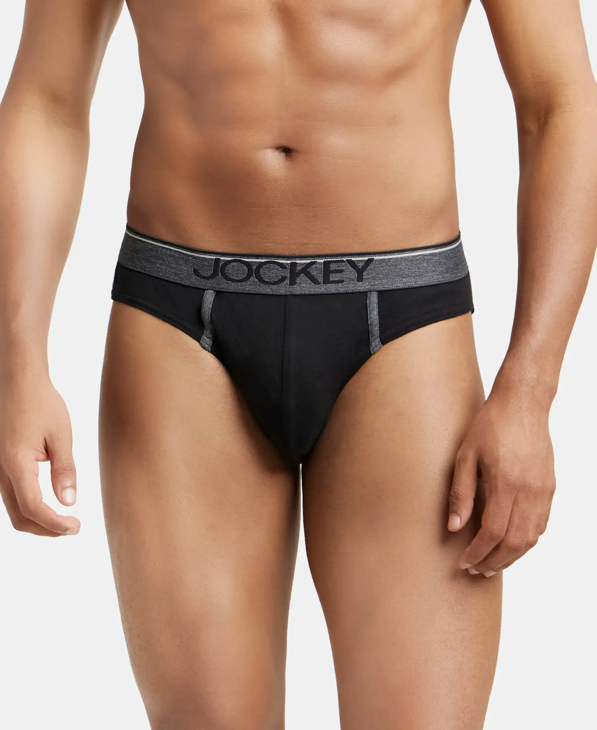 JOCKEY Super Combed Cotton Rib Solid Brief with Ultrasoft Waistband #8044 - Black