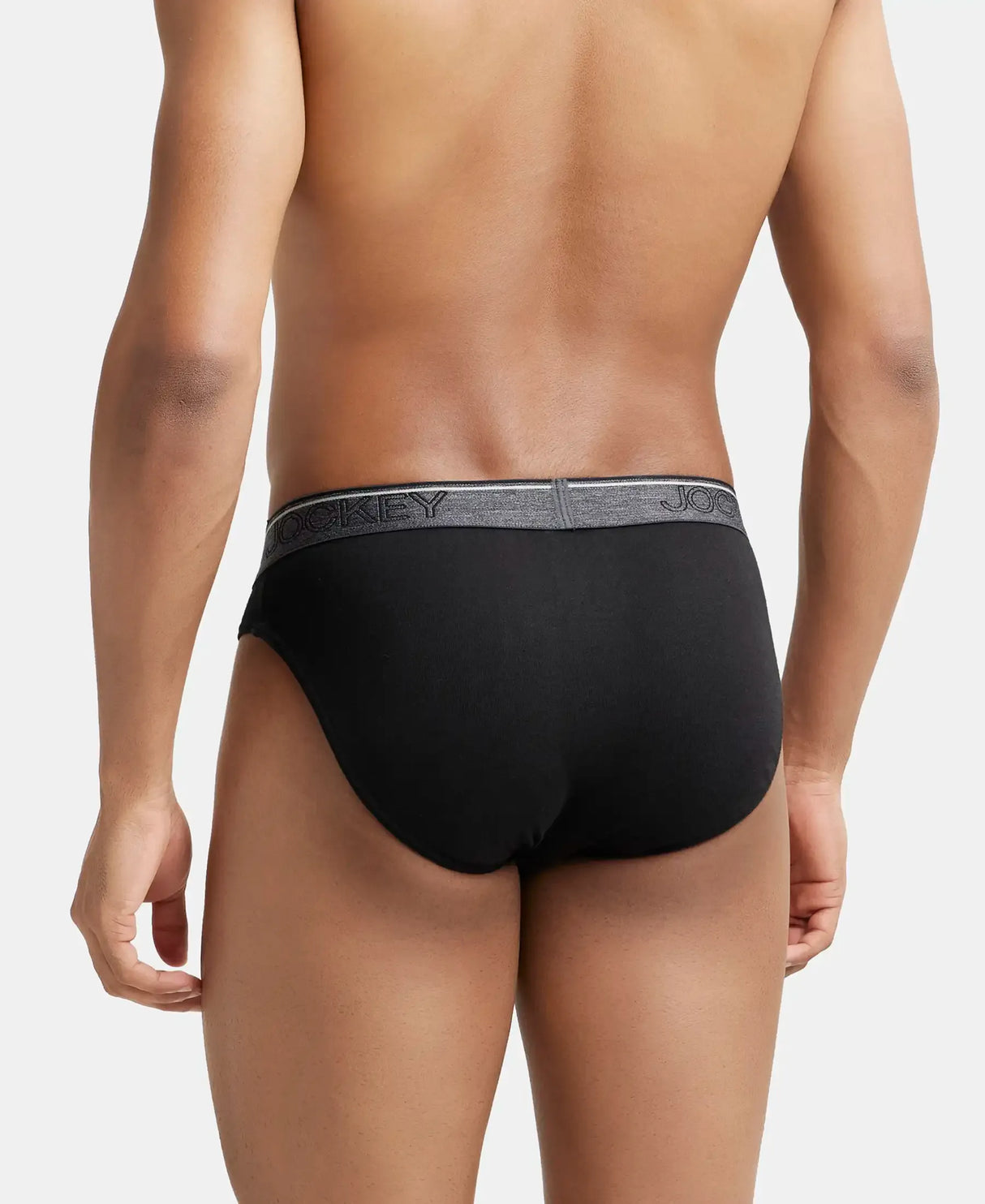 JOCKEY Super Combed Cotton Rib Solid Brief with Ultrasoft Waistband #8044 - Black