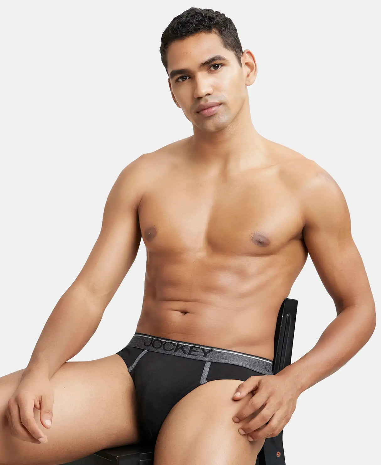 JOCKEY Super Combed Cotton Rib Solid Brief with Ultrasoft Waistband #8044 - Black