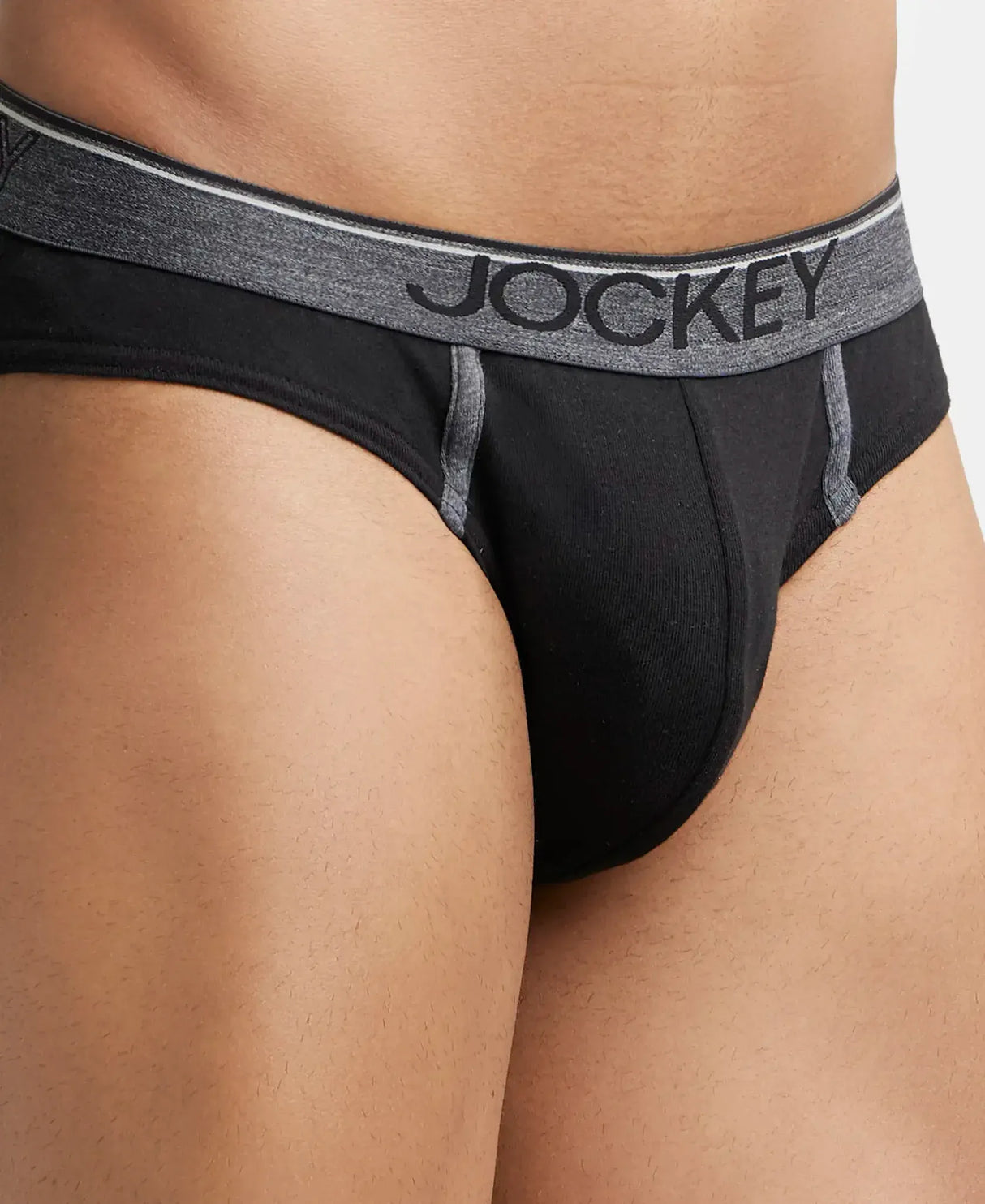 JOCKEY Super Combed Cotton Rib Solid Brief with Ultrasoft Waistband #8044 - Black