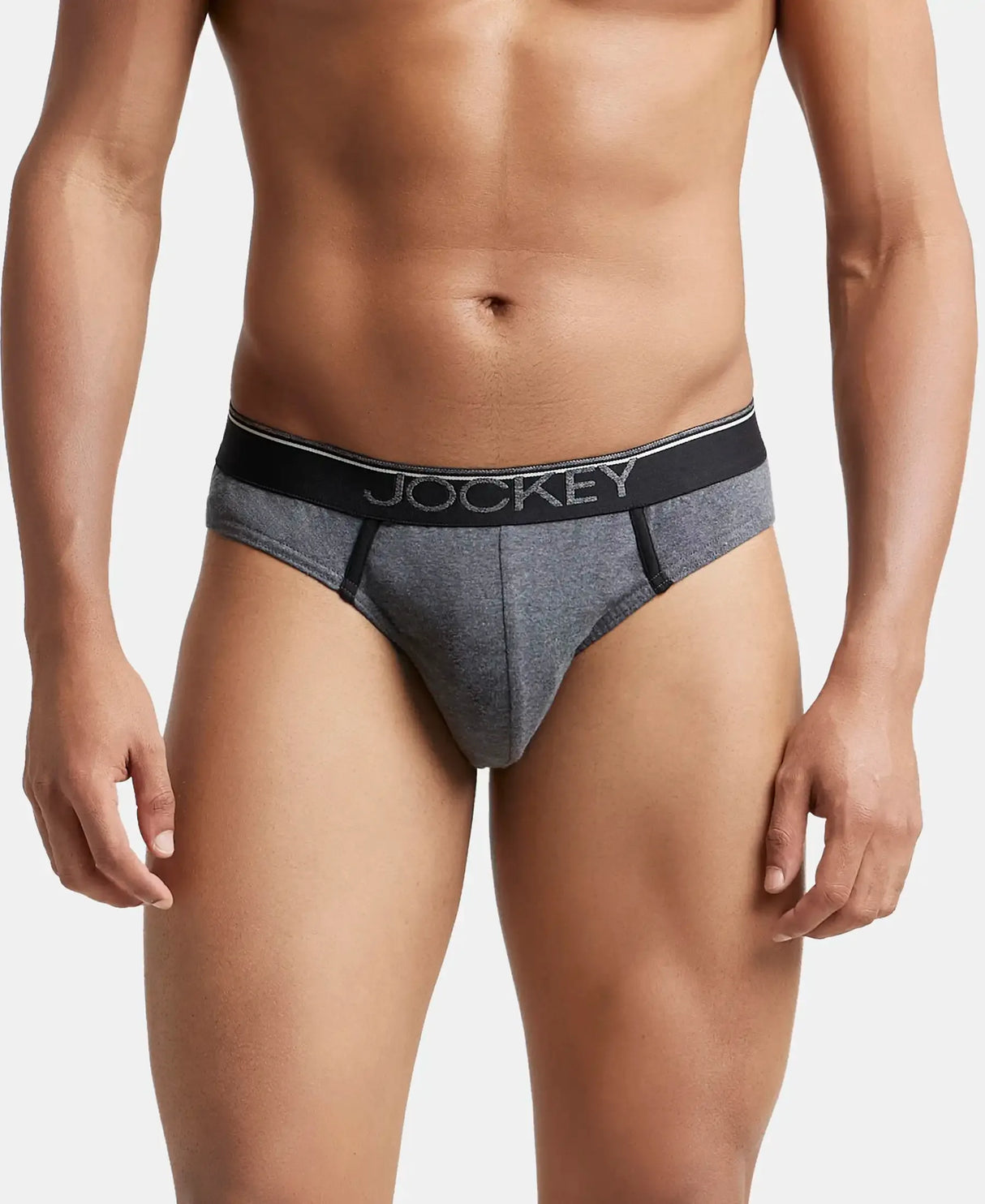 JOCKEY Super Combed Cotton Rib Solid Brief with Ultrasoft Waistband #8044 - Charcoal Melange