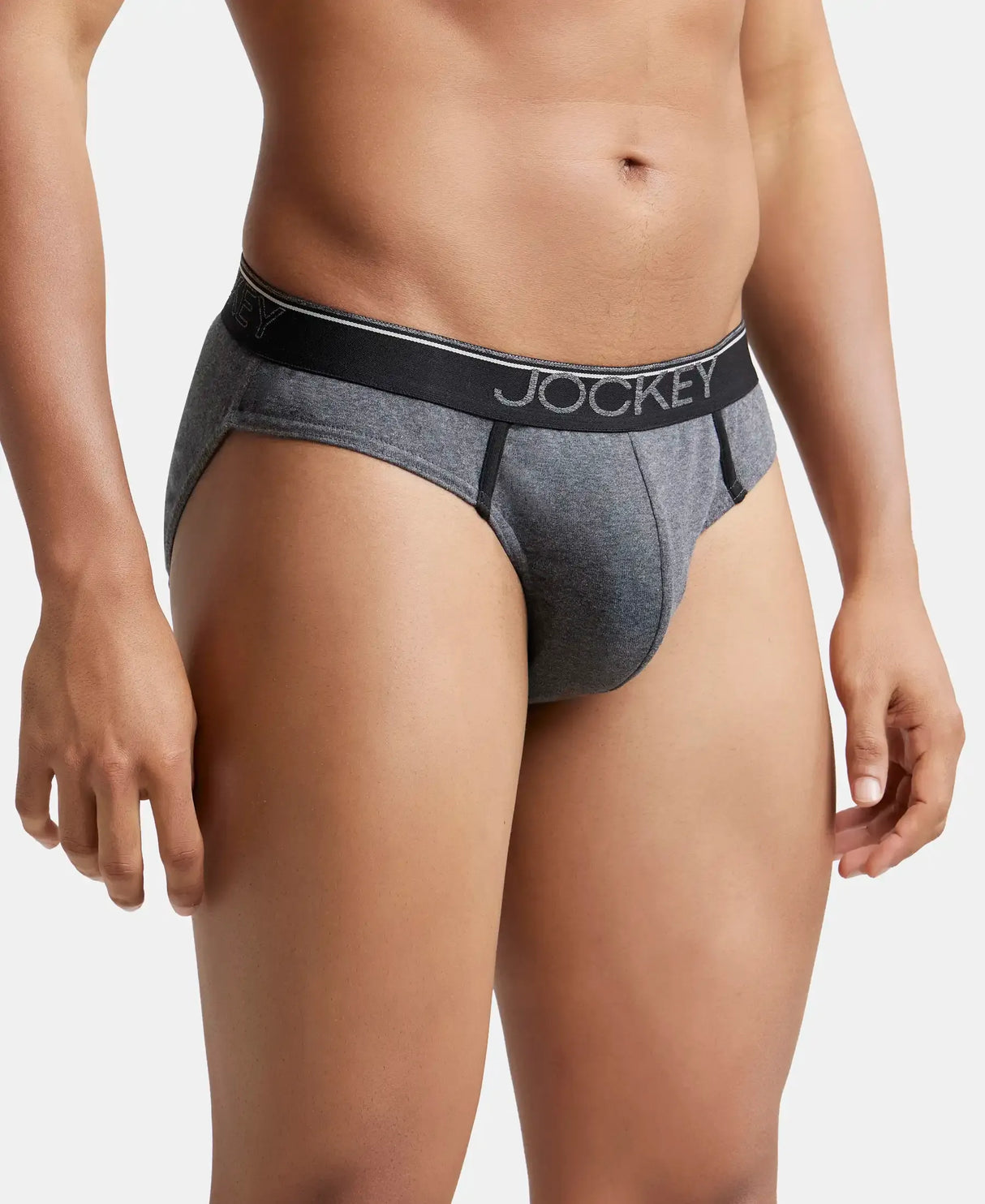 JOCKEY Super Combed Cotton Rib Solid Brief with Ultrasoft Waistband #8044 - Charcoal Melange