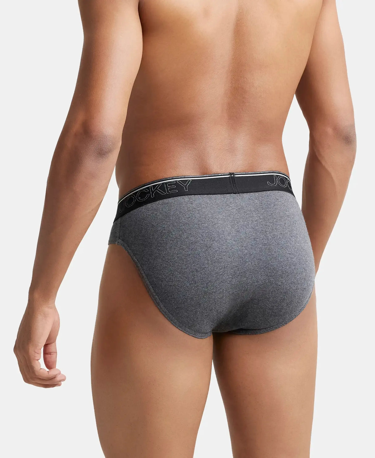 JOCKEY Super Combed Cotton Rib Solid Brief with Ultrasoft Waistband #8044 - Charcoal Melange