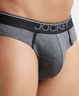 JOCKEY Super Combed Cotton Rib Solid Brief with Ultrasoft Waistband #8044 - Charcoal Melange