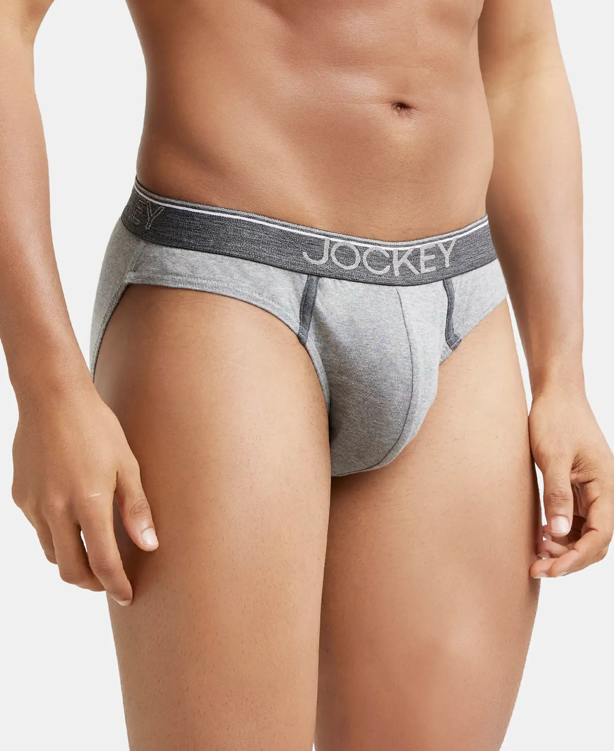 JOCKEY Super Combed Cotton Rib Solid Brief with Ultrasoft Waistband #8044 - Grey Melange