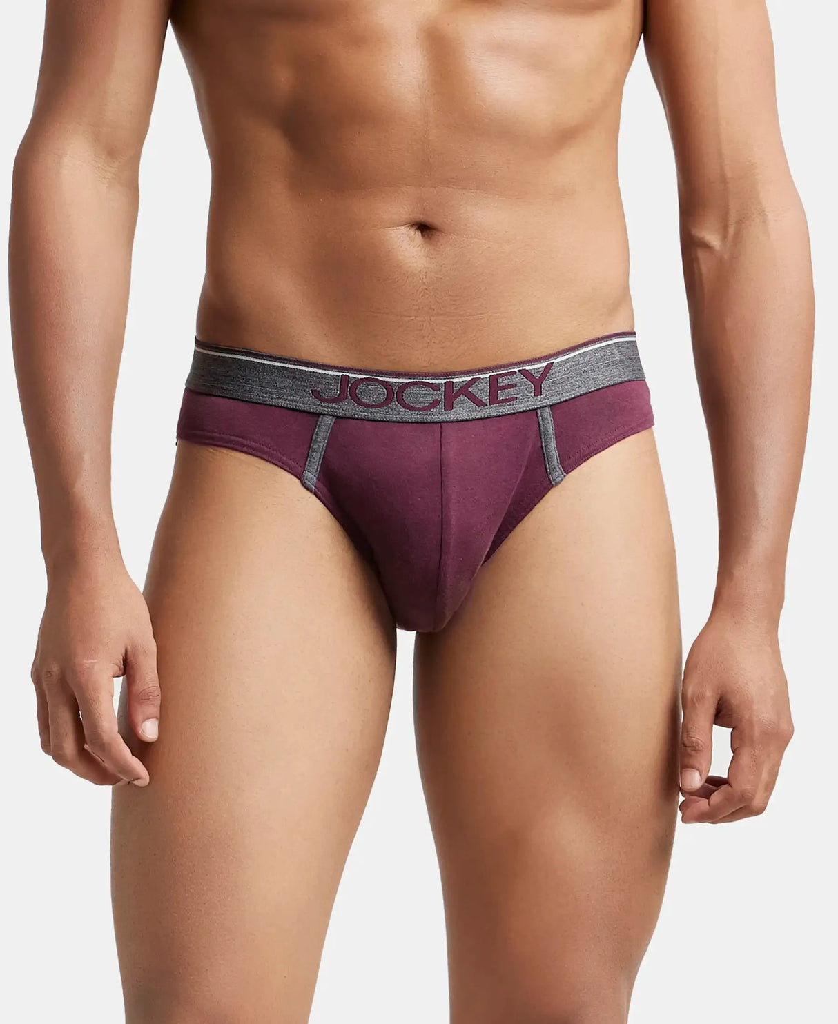 JOCKEY Super Combed Cotton Rib Solid Brief with Ultrasoft Waistband #8044 - Wine Tasting