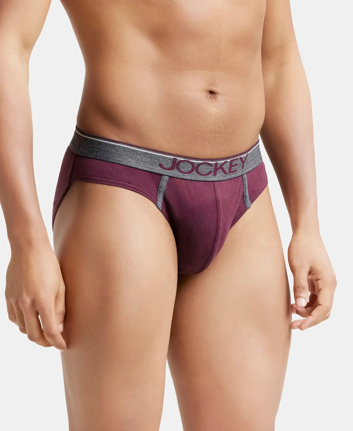 JOCKEY Super Combed Cotton Rib Solid Brief with Ultrasoft Waistband #8044 - Wine Tasting