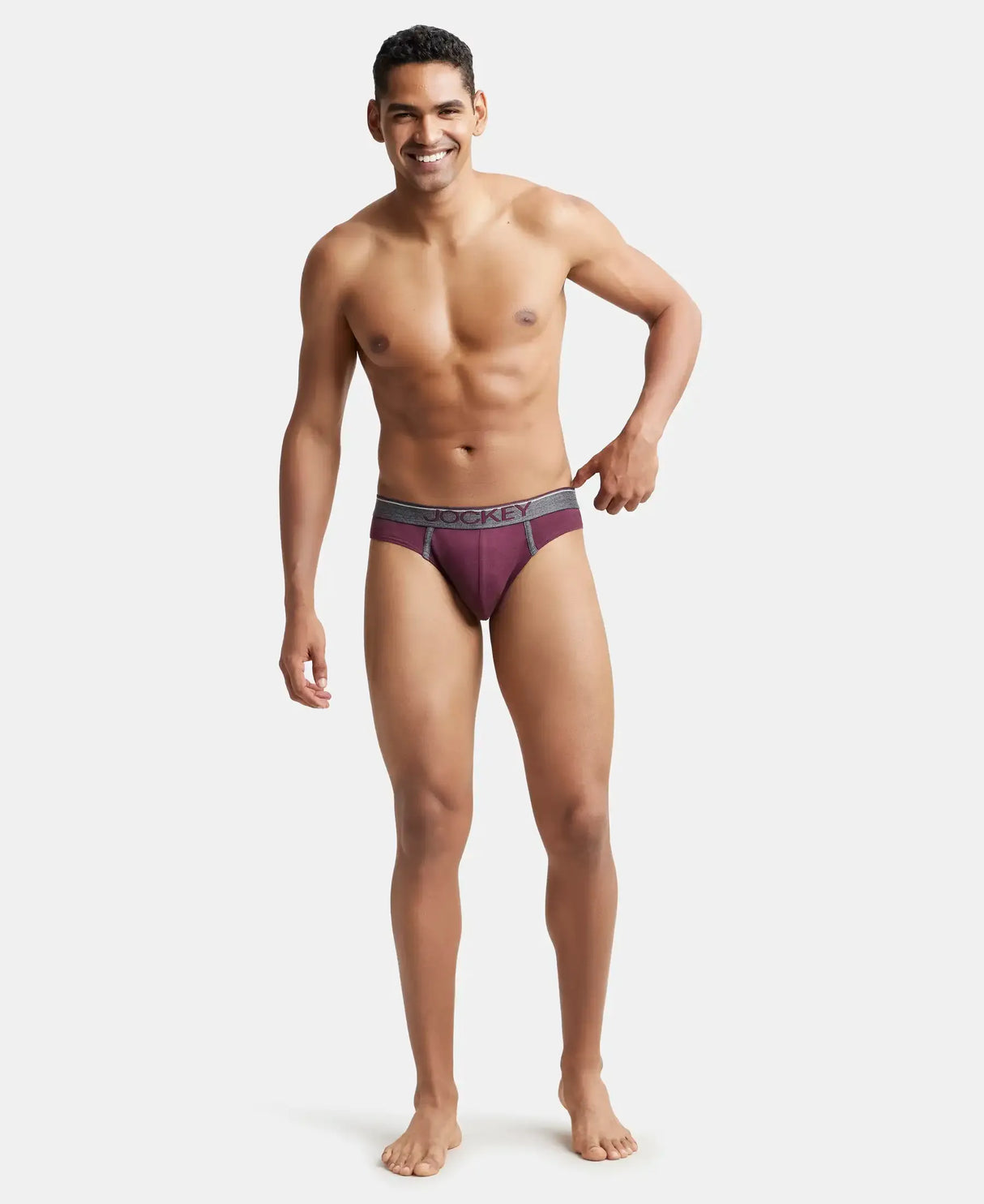 JOCKEY Super Combed Cotton Rib Solid Brief with Ultrasoft Waistband #8044 - Wine Tasting