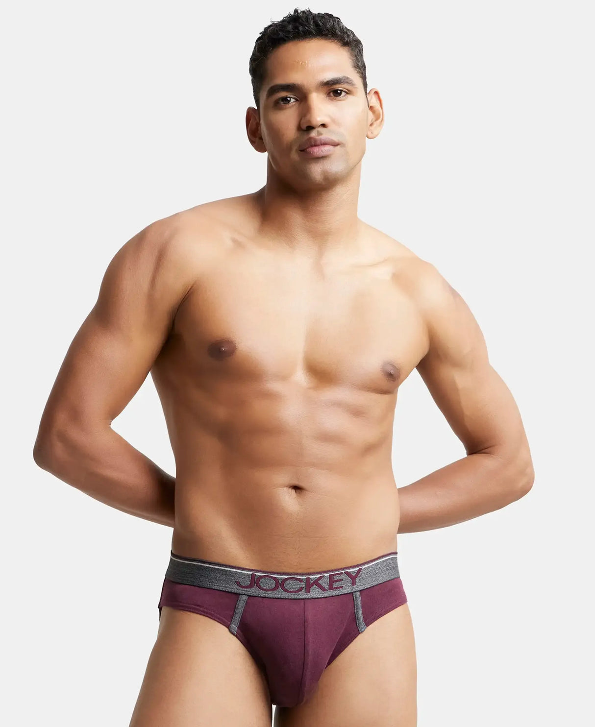 JOCKEY Super Combed Cotton Rib Solid Brief with Ultrasoft Waistband #8044 - Wine Tasting