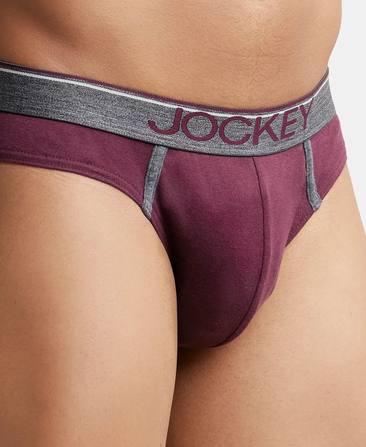 JOCKEY Super Combed Cotton Rib Solid Brief with Ultrasoft Waistband #8044 - Wine Tasting