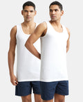 Super Combed Cotton Round Neck Sleeveless Vest #8816 - White (Pack of 2)