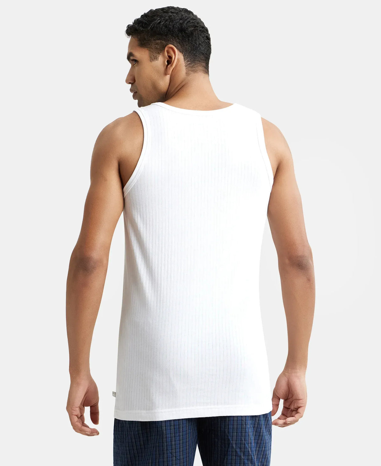 Super Combed Cotton Round Neck Sleeveless Vest #8816 - White (Pack of 2)