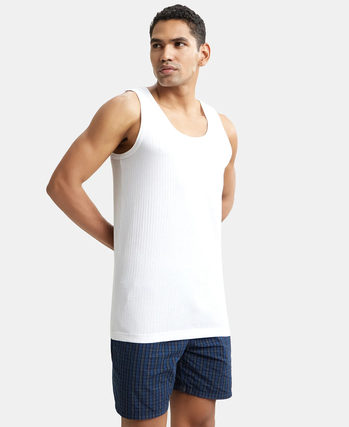 Super Combed Cotton Round Neck Sleeveless Vest #8816 - White (Pack of 2)