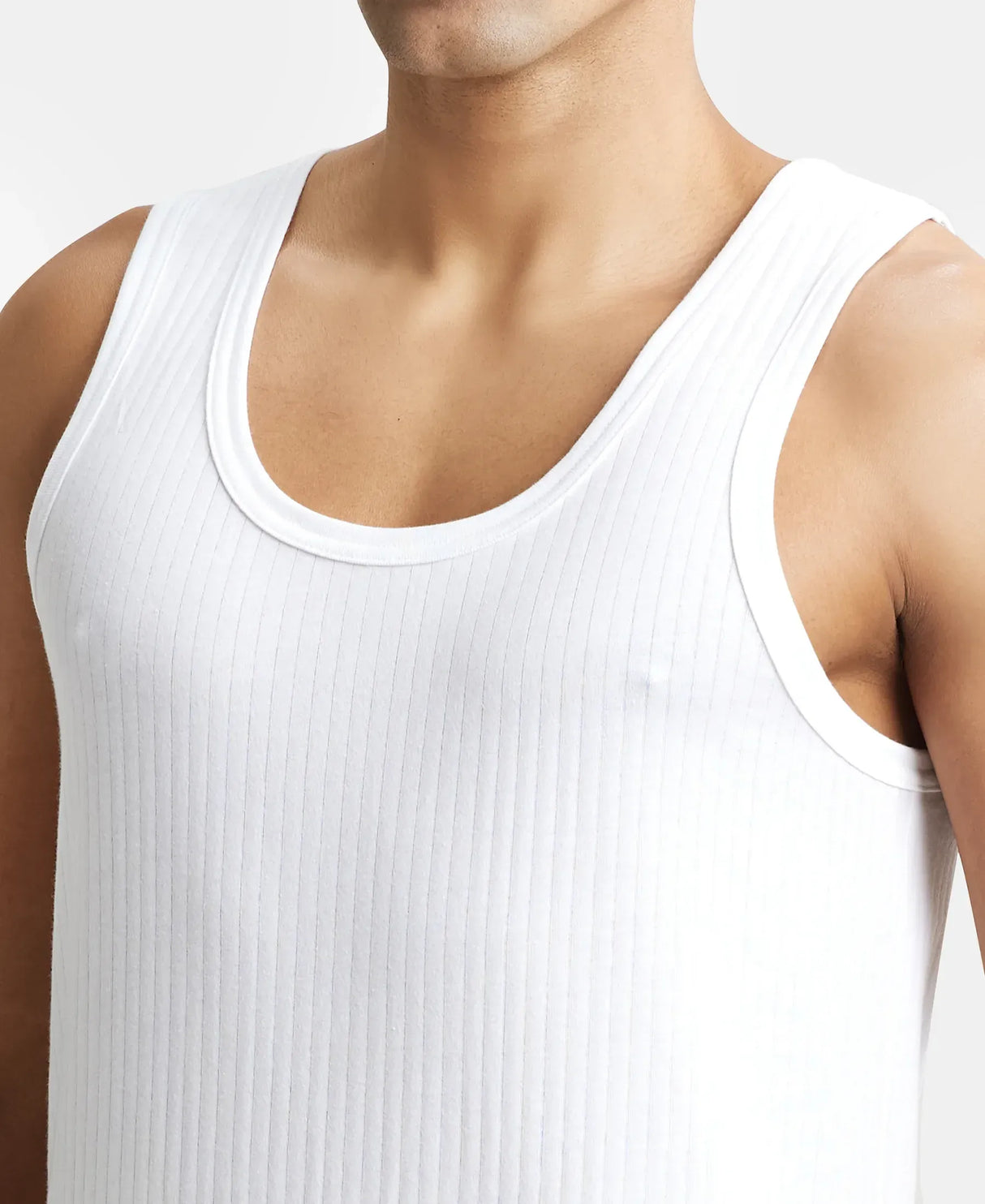 Super Combed Cotton Round Neck Sleeveless Vest #8816 - White (Pack of 2)