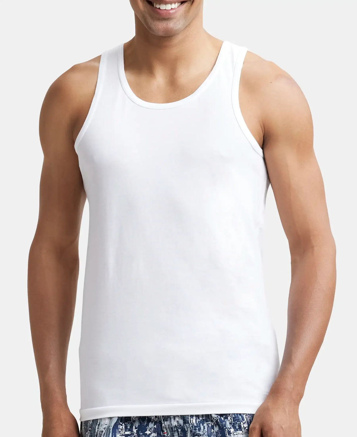 Super Combed Cotton Round Neck Sleeveless Vest #8820 - White (Pack of 2