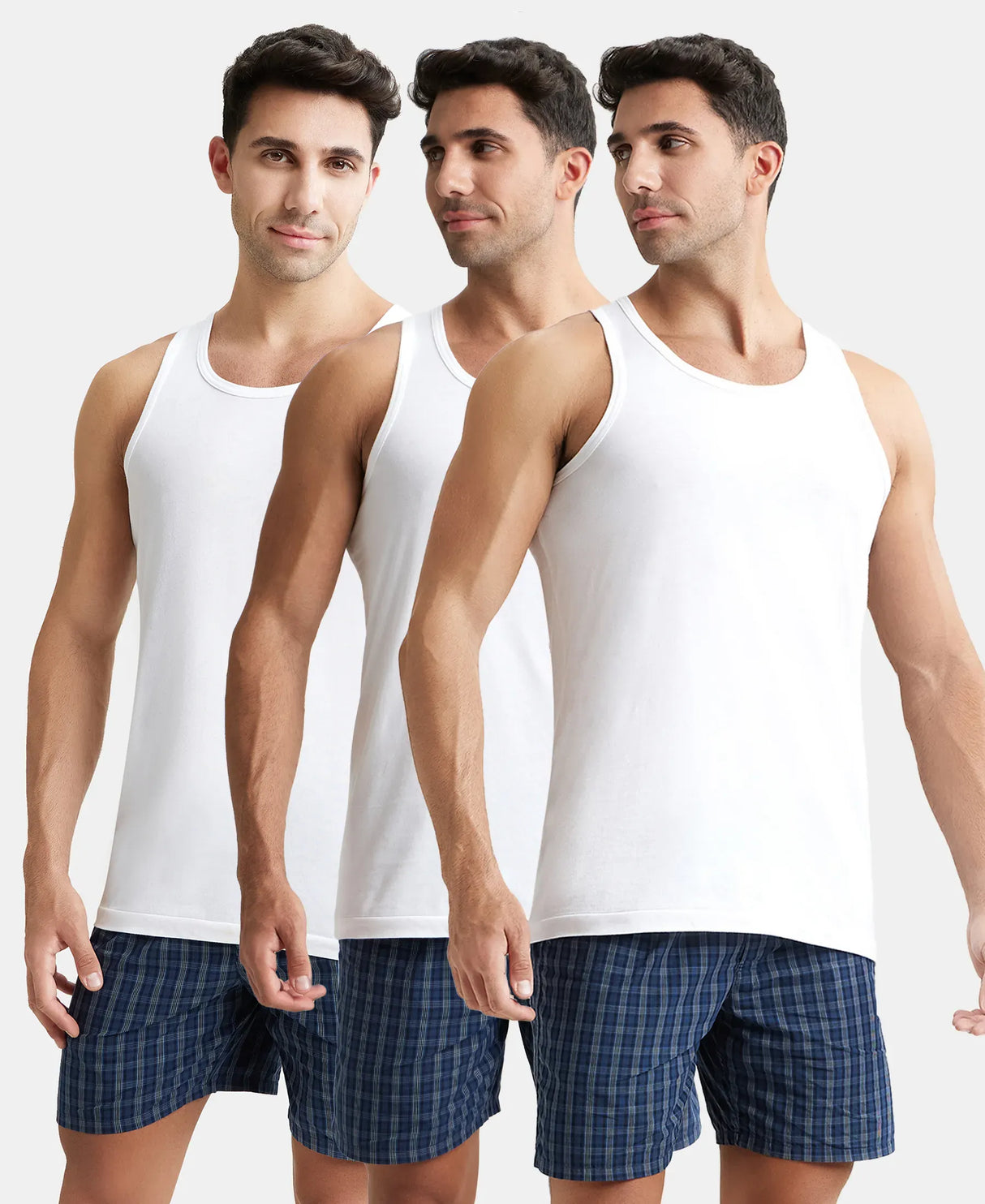 Super Combed Cotton Round Neck Sleeveless Vest #8820 - White (Pack of 3)