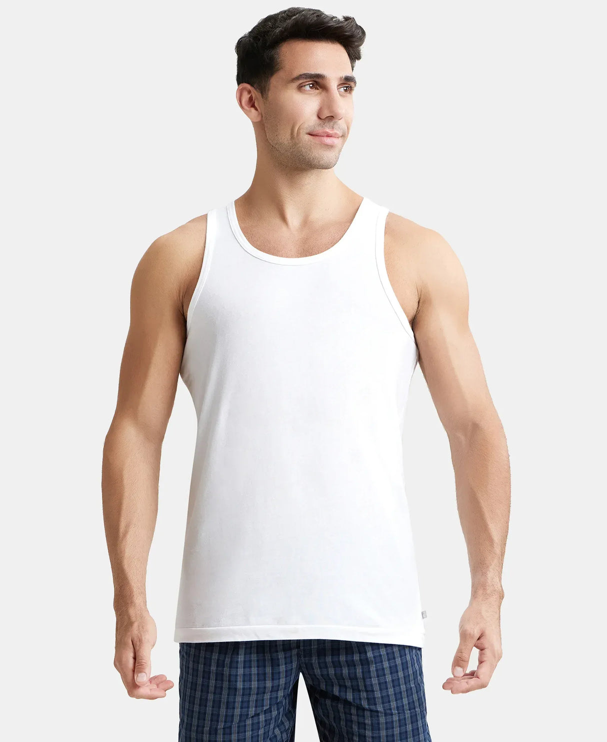 Super Combed Cotton Round Neck Sleeveless Vest #8820 - White (Pack of 3)