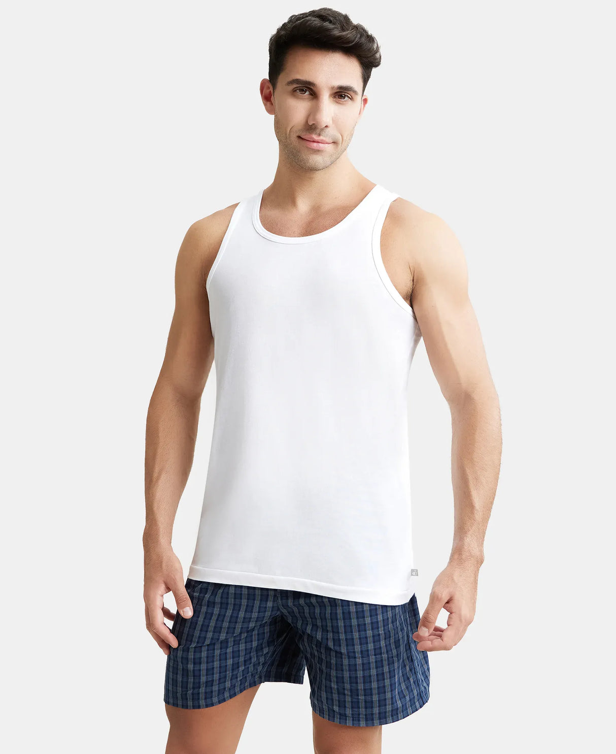 Super Combed Cotton Round Neck Sleeveless Vest #8820 - White (Pack of 3)