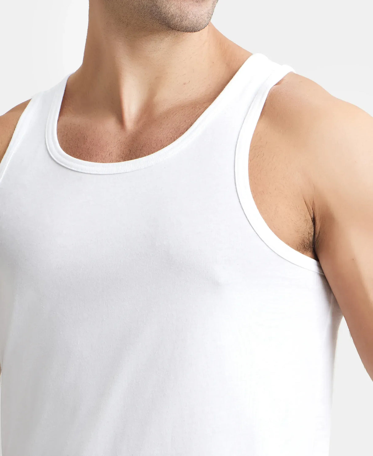 Super Combed Cotton Round Neck Sleeveless Vest #8820 - White (Pack of 3)