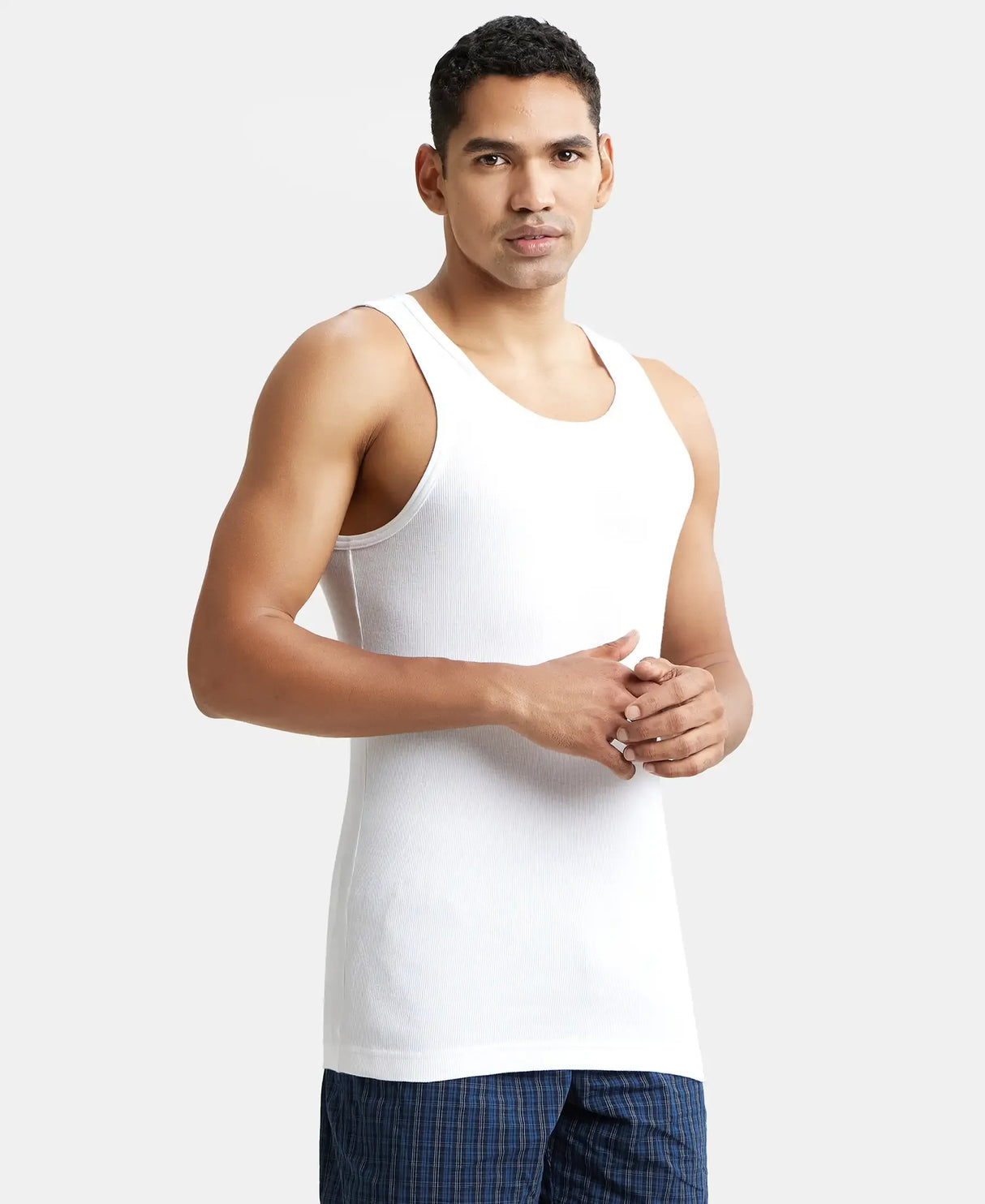 Super Combed Cotton Rib Round Neck Sleeveless Vest with Stay Fresh Properties #8823