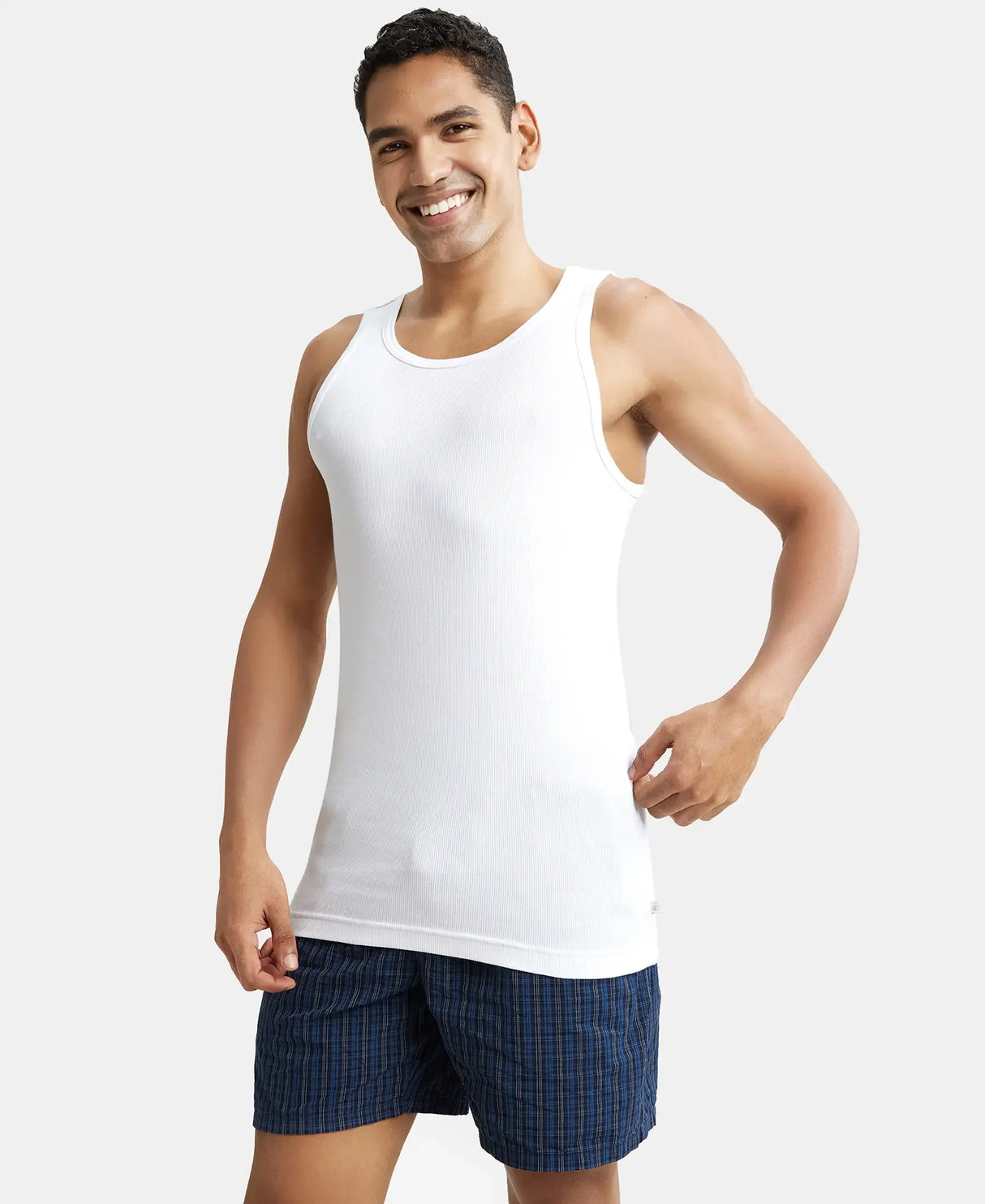 Super Combed Cotton Rib Round Neck Sleeveless Vest with Stay Fresh Properties #8823