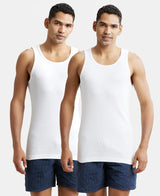 Super Combed Cotton Rib Round Neck Sleeveless Vest with StayFresh Properties #8823 - White (Pack of 2)