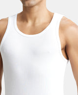 Super Combed Cotton Rib Round Neck Sleeveless Vest with StayFresh Properties #8823 - White (Pack of 2)