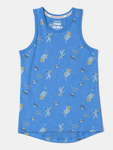 Boy's Super Combed Cotton Printed Tank Top #CB01 - Palace Blue