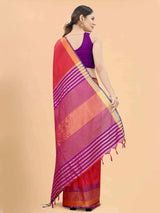 Silk Land - Red & Purple Zari Art Silk Arani Saree