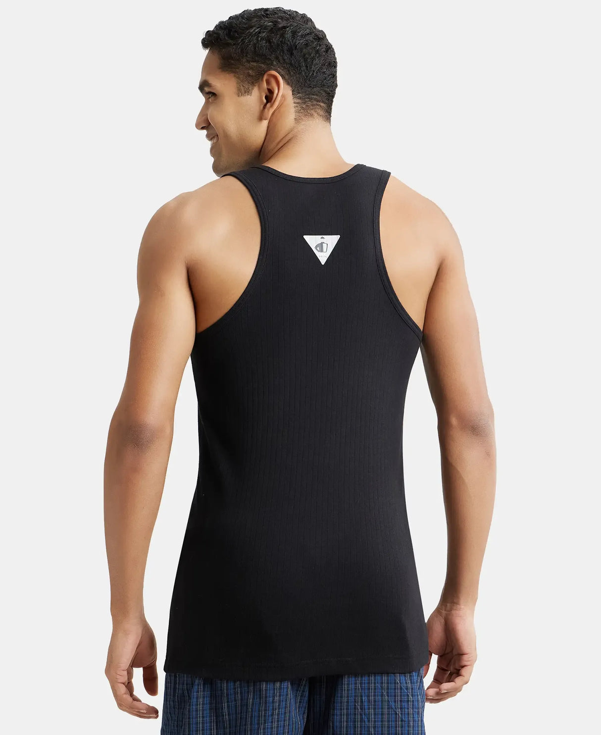 JOCKEY Super Combed Cotton Rib Round Neck with Racer Back Gym Vest #9922- Black