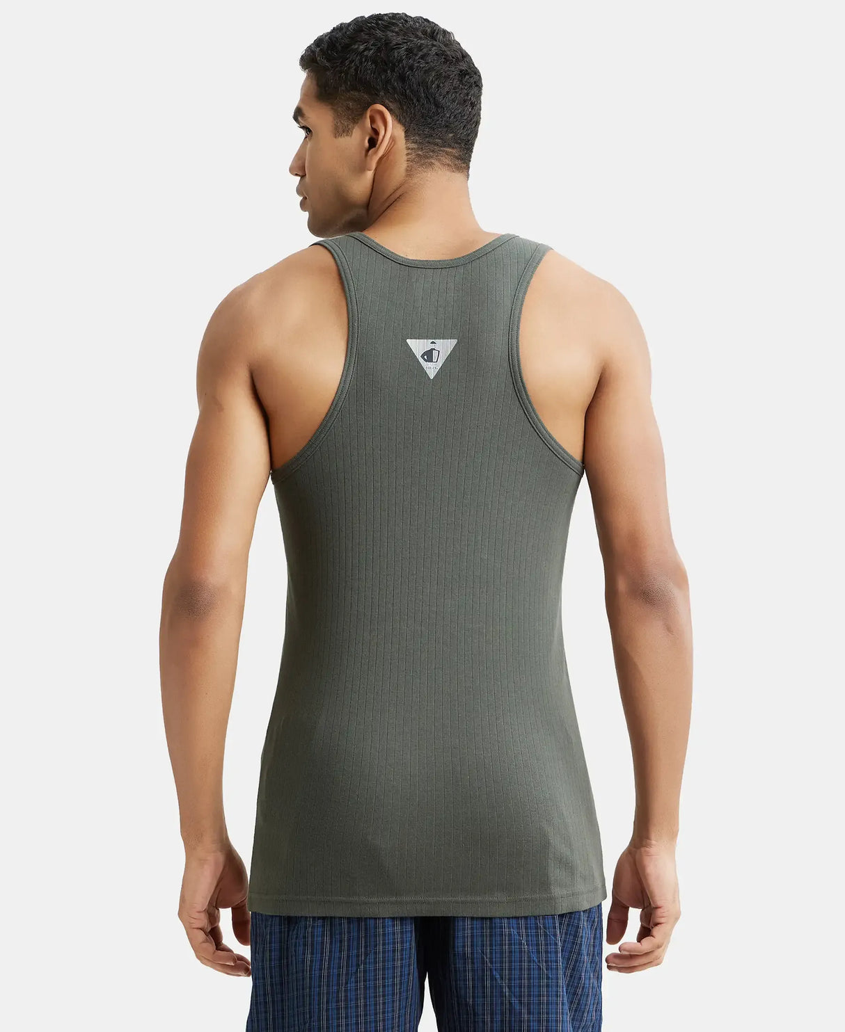 JOCKEY Super Combed Cotton Rib Round Neck with Racer Back Gym Vest #9922- Deep Olive