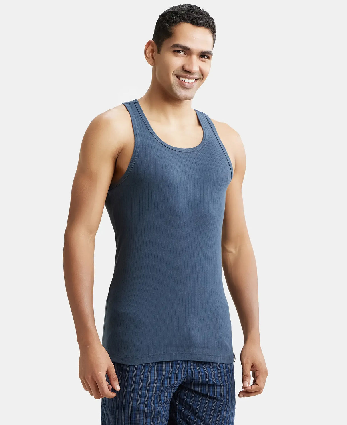 JOCKEY Super Combed Cotton Rib Round Neck with Racer Back Gym Vest #9922- Graphite