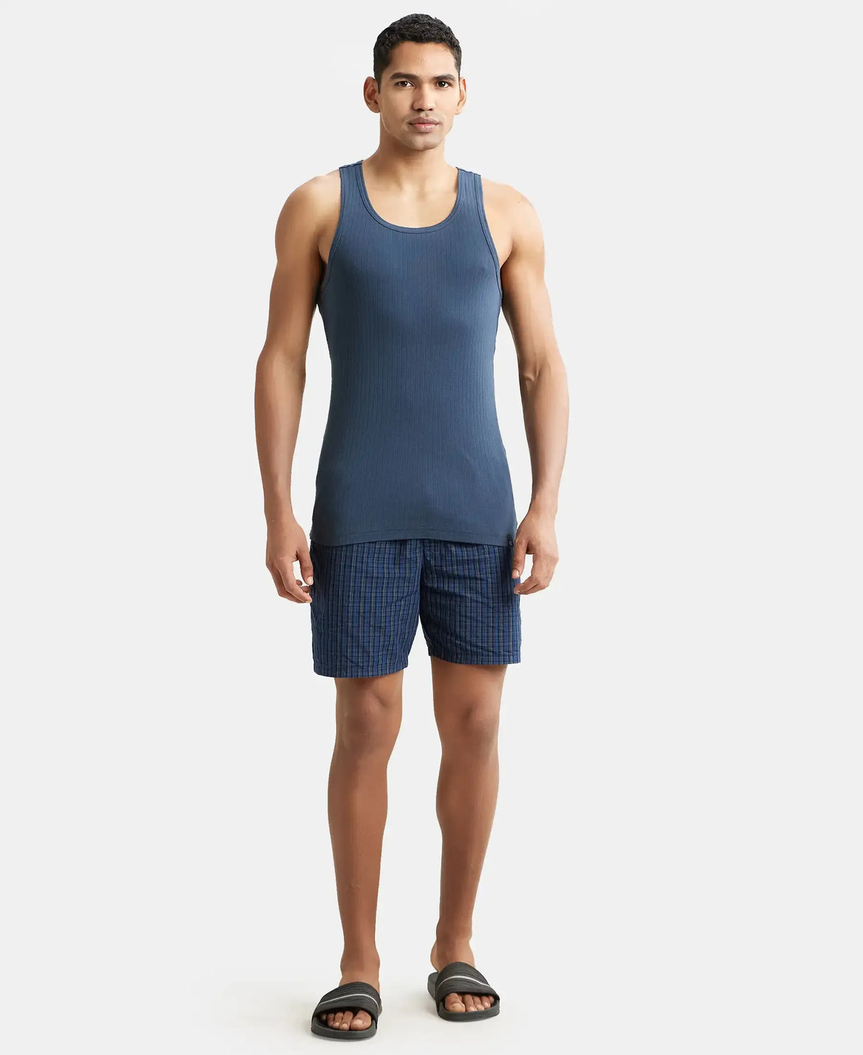 JOCKEY Super Combed Cotton Rib Round Neck with Racer Back Gym Vest #9922- Graphite