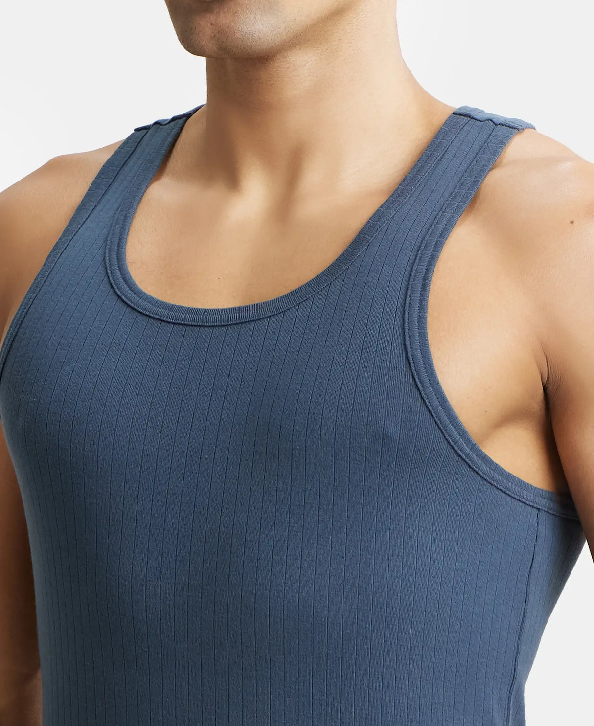 JOCKEY Super Combed Cotton Rib Round Neck with Racer Back Gym Vest #9922- Graphite