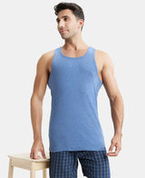 JOCKEY Super Combed Cotton Rib Round Neck with Racer Back Gym Vest #9922- Light Denim Melange