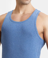 JOCKEY Super Combed Cotton Rib Round Neck with Racer Back Gym Vest #9922- Light Denim Melange