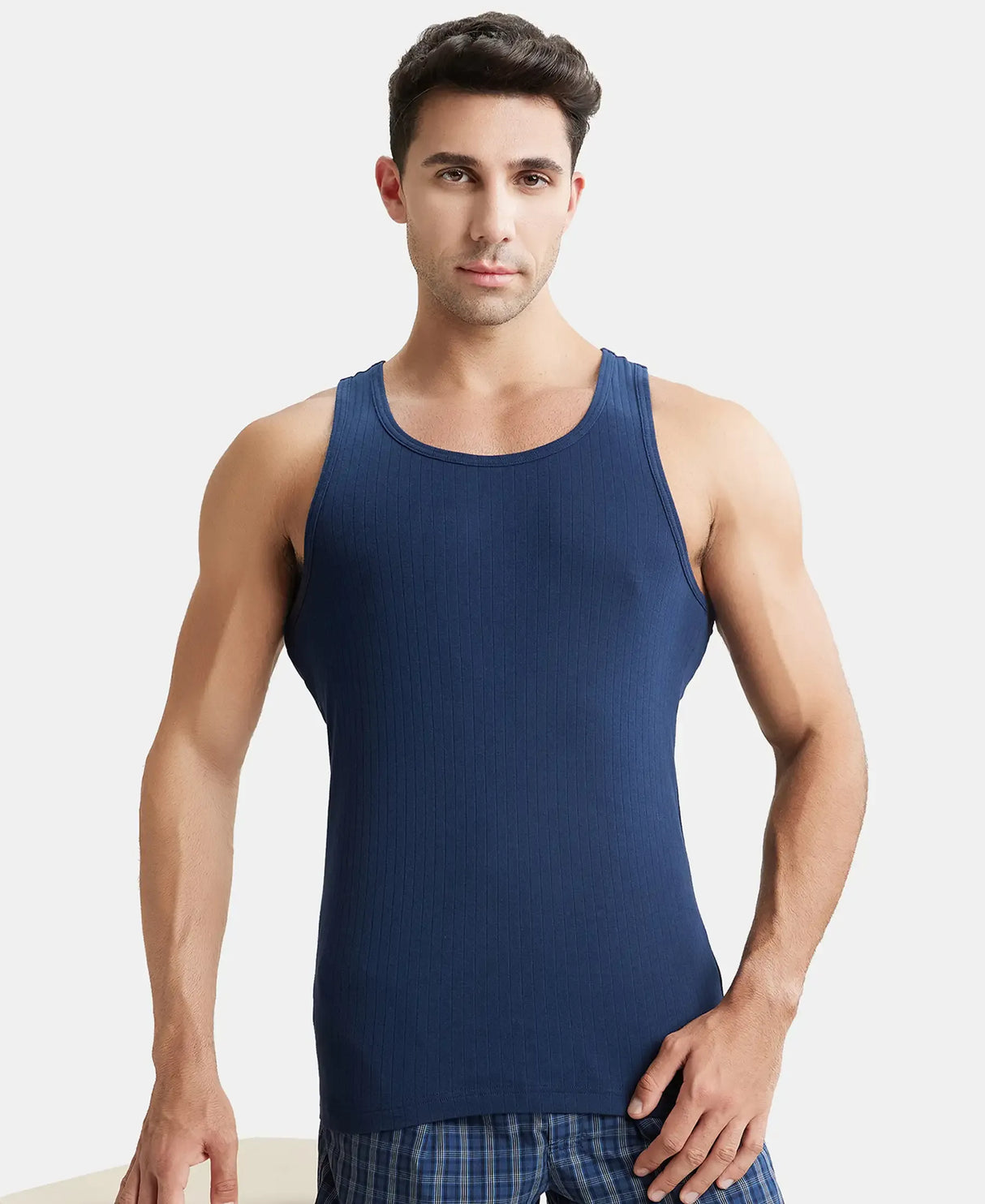 JOCKEY Super Combed Cotton Rib Round Neck with Racer Back Gym Vest #9922- Navy