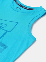 Boy's Super Combed Cotton Graphic Printed Tank Top  #AB14 - Scuba Blue Printed