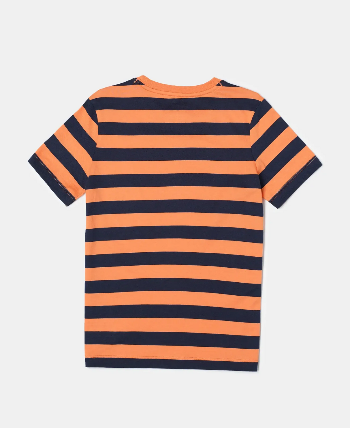 Boy's Super Combed Cotton Striped Half Sleeve T-Shirt #AB09 - Orange & Navy