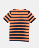 Boy's Super Combed Cotton Striped Half Sleeve T-Shirt #AB09 - Orange & Navy