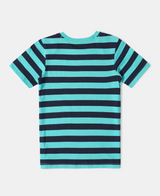 Boy's Super Combed Cotton Striped Half Sleeve T-Shirt #AB09 - Waterfall & Navy Assorted