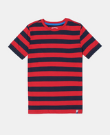 Boy's Super Combed Cotton Striped Half Sleeve T-Shirt #AB09 - Wordly Red & Navy Assorted