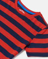 Boy's Super Combed Cotton Striped Half Sleeve T-Shirt #AB09 - Wordly Red & Navy Assorted