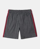 Boy's Super Combed Cotton Rich Graphic Printed Shorts with Contrast Side Taping #AB11 - Charcoal Melange