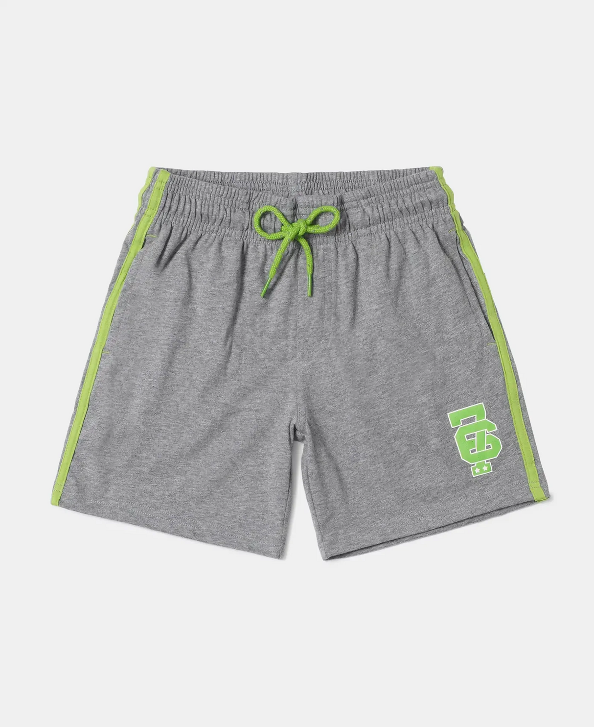 Boy's Super Combed Cotton Rich Graphic Printed Shorts with Contrast Side Taping #AB11 - Grey Melange