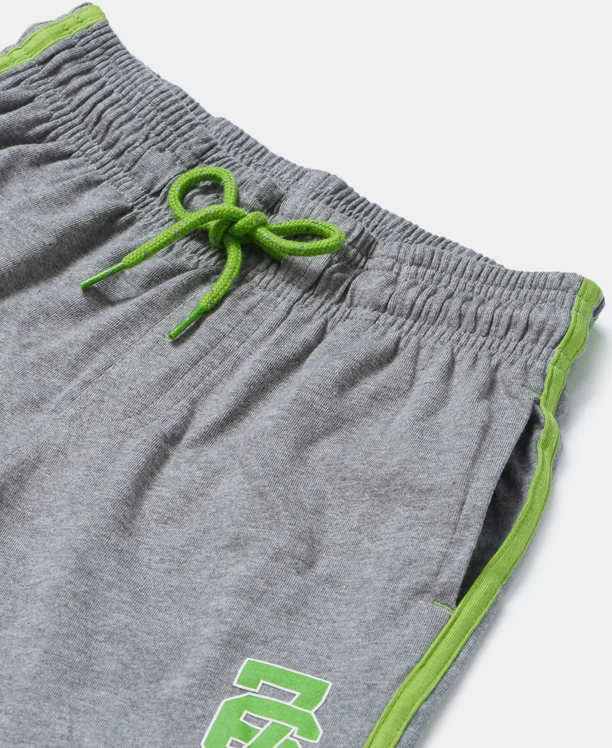 Boy's Super Combed Cotton Rich Graphic Printed Shorts with Contrast Side Taping #AB11 - Grey Melange