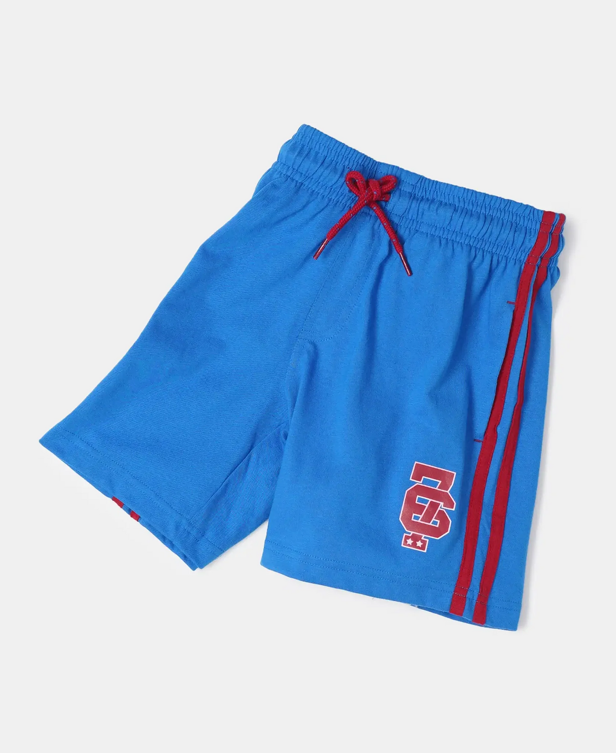 Boy's Super Combed Cotton Rich Graphic Printed Shorts with Contrast Side Taping #AB11 - Neon Blue