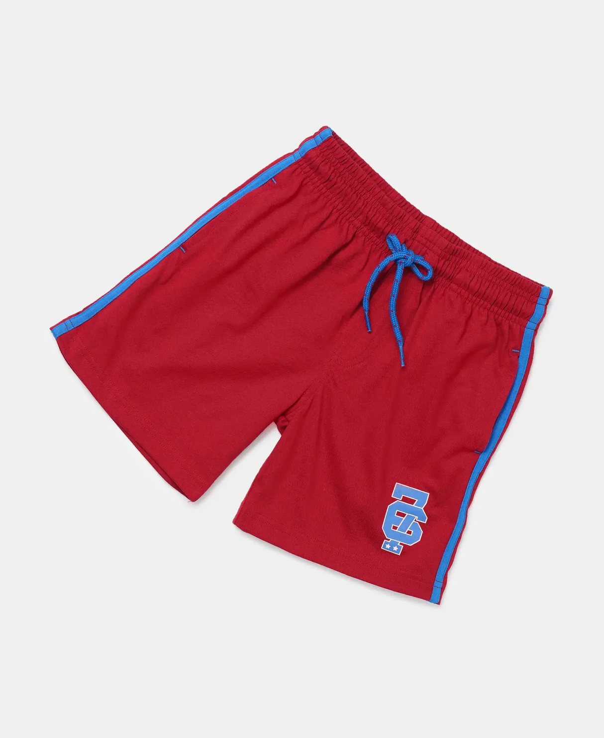 Boy's Super Combed Cotton Rich Graphic Printed Shorts with Contrast Side Taping  #AB11  - Shanghai Red