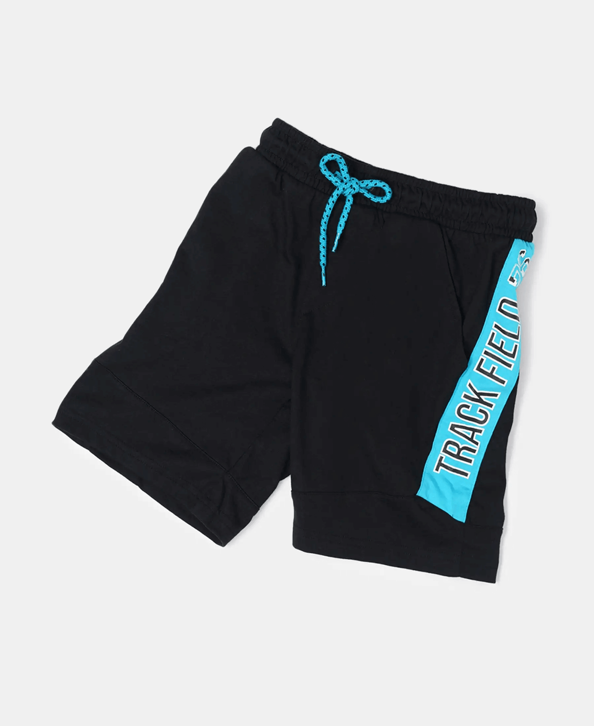 Boy's Super Combed Cotton Rich Graphic Printed Shorts with Contrast Side Panel #AB17 - Black Asstd