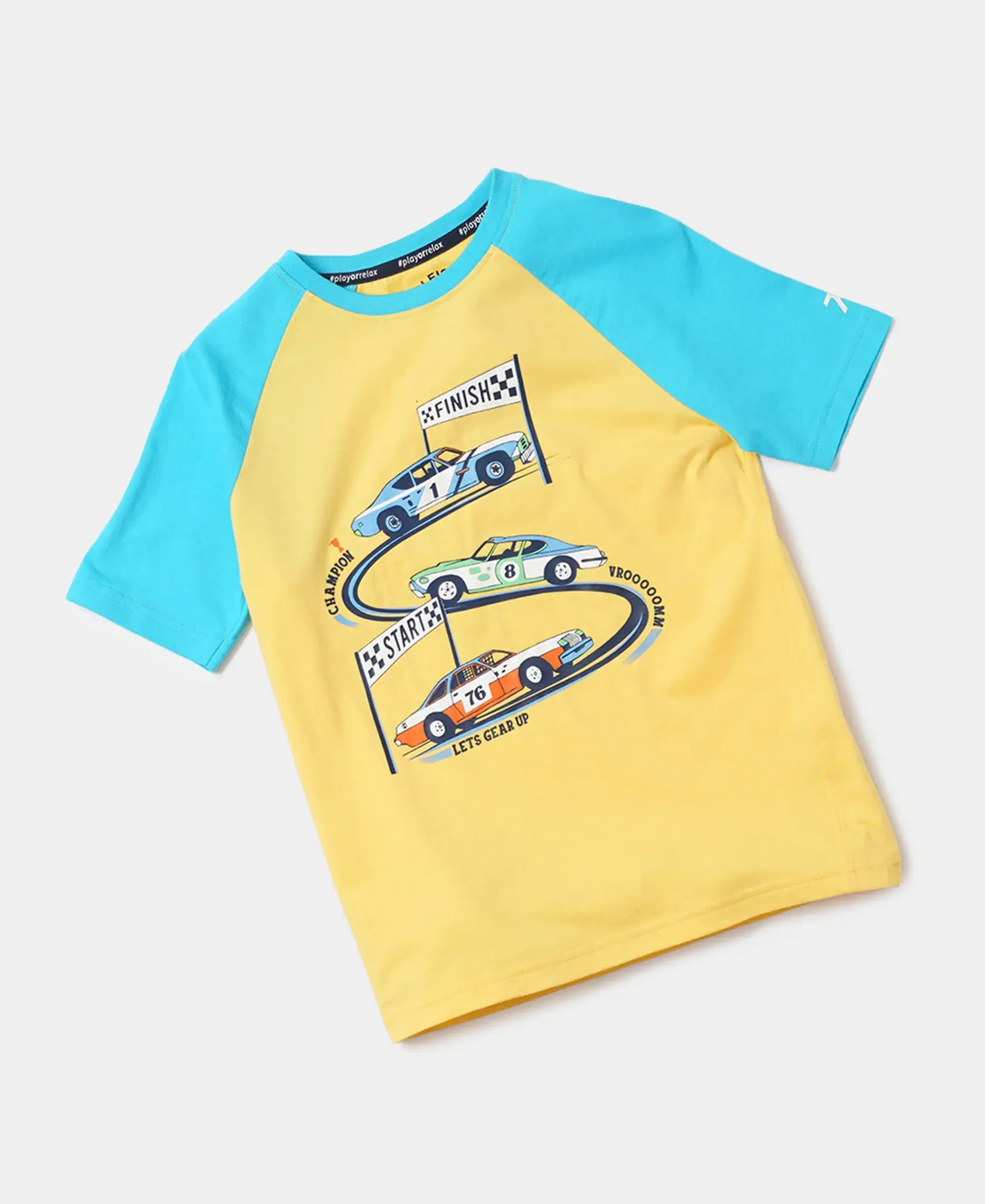 Boy's Super Combed Cotton Graphic Printed Half Sleeve Raglan T-Shirt #AB19 - Beach Ball Assorted